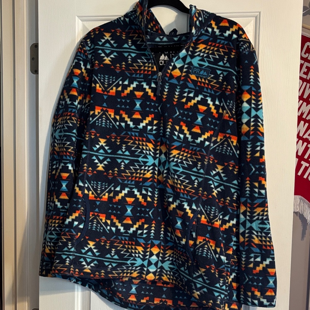 Prana Multicolor Geometric Fleece Jacket